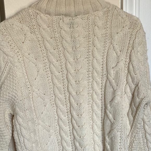 Peregrine England Cable Knit Pure New Wool Fisherman’s Ivory Cardigan Sweater - Picture 5 of 7